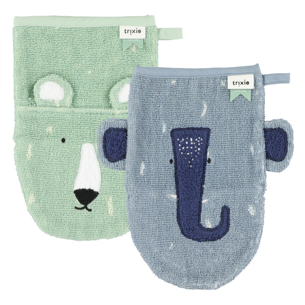 Gant de toilette  2-pack | Mr. Polar Bear - Mrs. Elephant